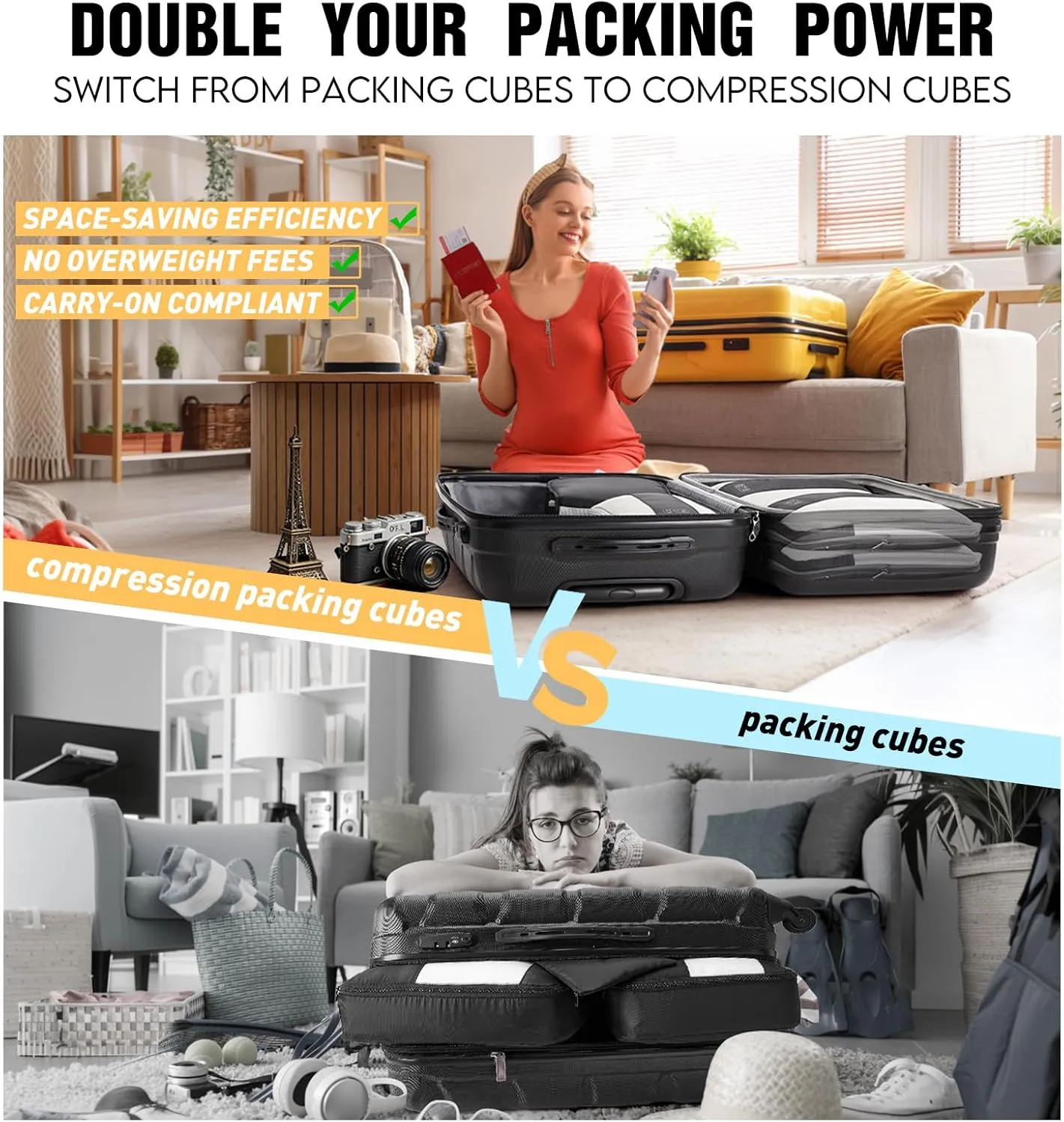 10 Set Compression Packing Cubes for Travel Essentials,Compressible Expandable Packing Cubes for Suitcase,OlarHike Luggage Organizer Bags for Travel,Handy Helper for Organizing Clothes(Pink)