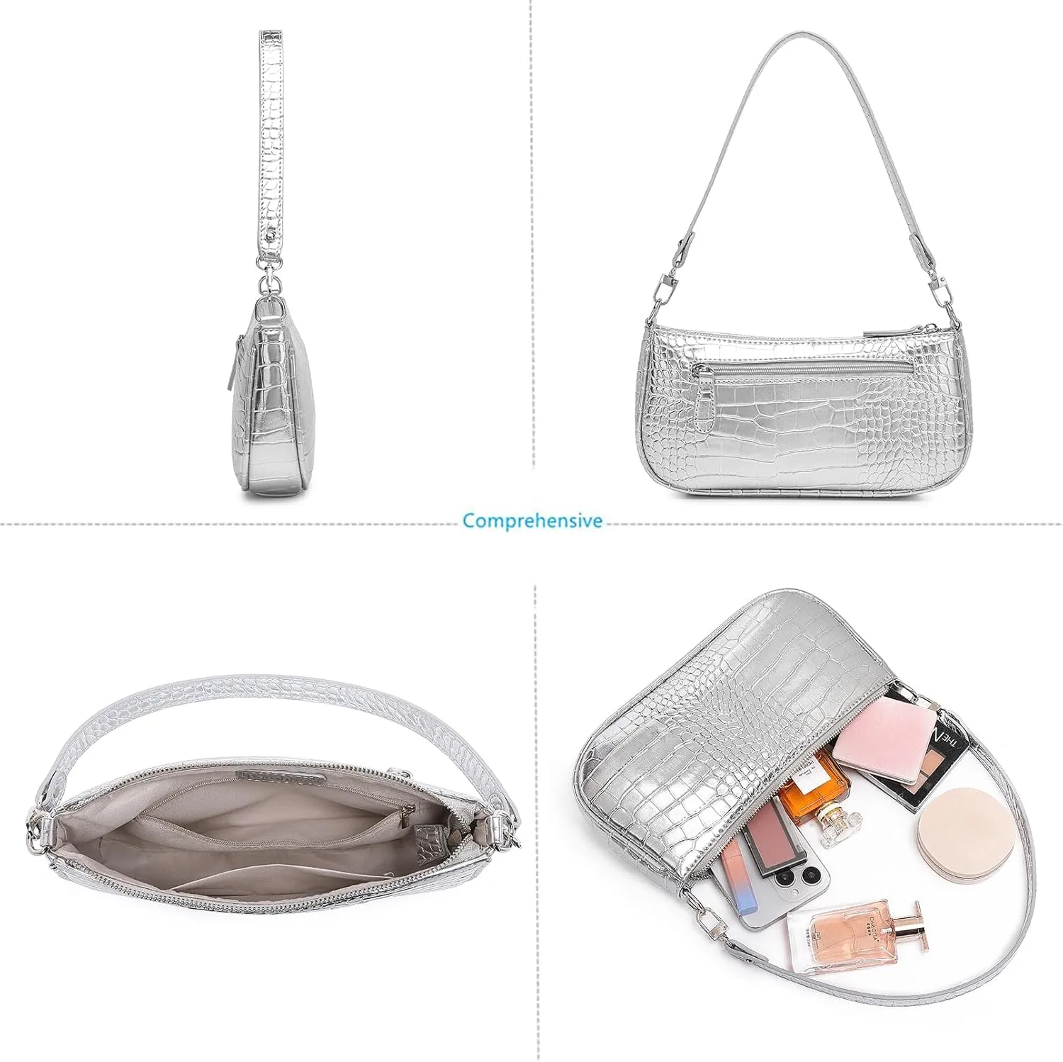 Barabum Retro Classic Clutch Shoulder Tote HandBag with Zipper Closure Purse for Women