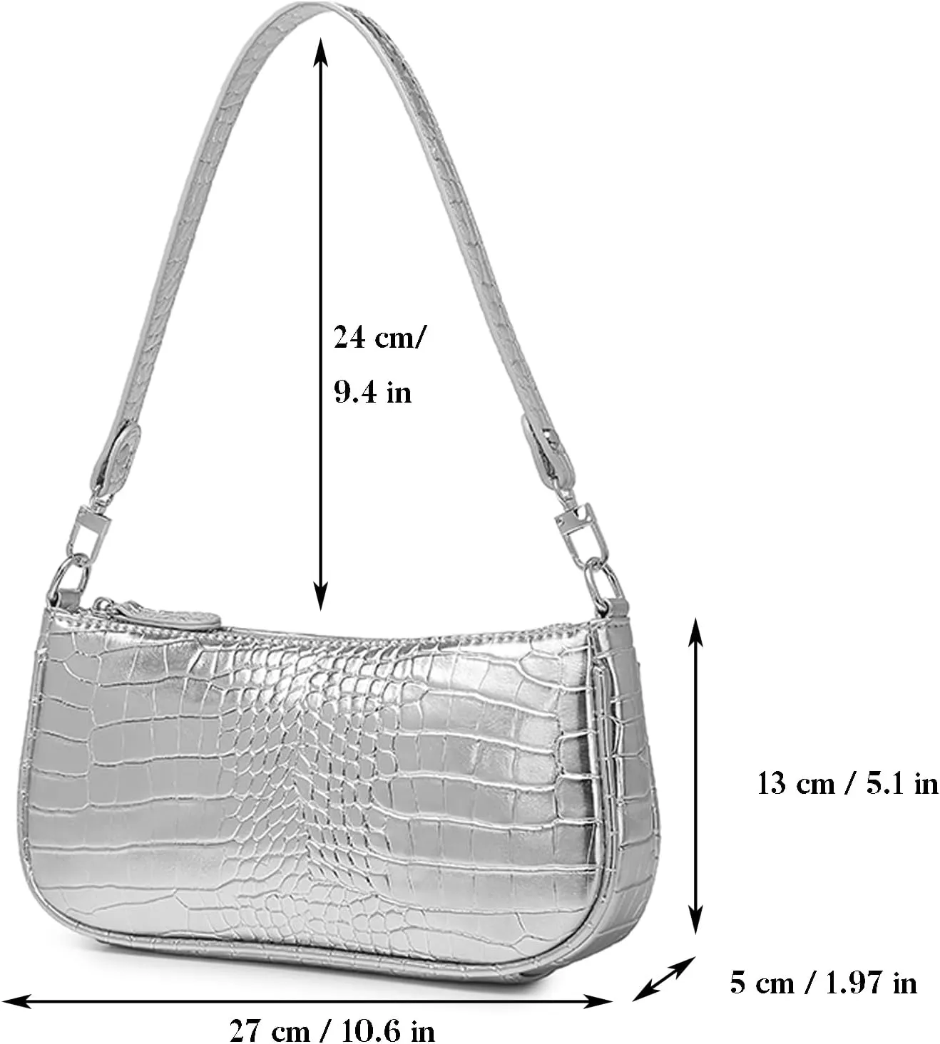 Barabum Retro Classic Clutch Shoulder Tote HandBag with Zipper Closure Purse for Women