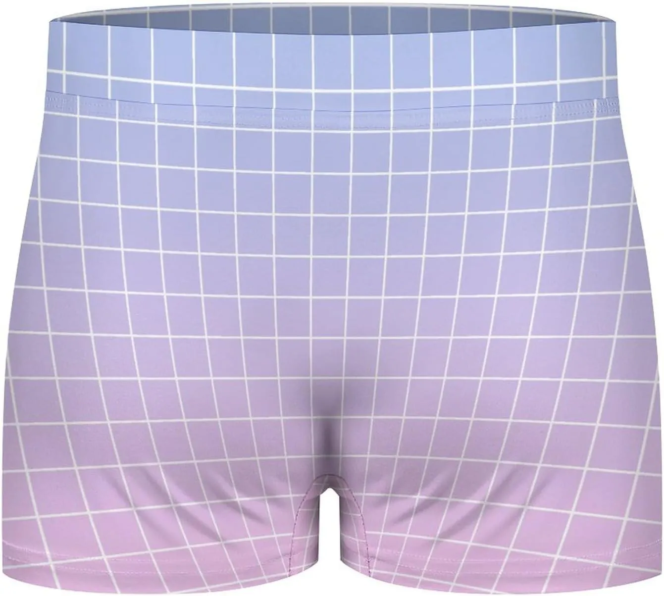 Blue Pink Ombre Grid Print Mens Underwear, Soft Boxers for Men, Moisture-Wicking Breathable Boxer Briefs