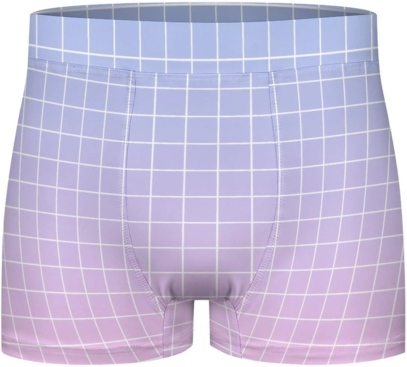 Blue Pink Ombre Grid Print Mens Underwear, Soft Boxers for Men, Moisture-Wicking Breathable Boxer Briefs