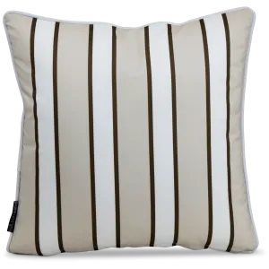 Bondi Stripe Almond Milk - 45 x 45 cm Piped Outdoor Cushion