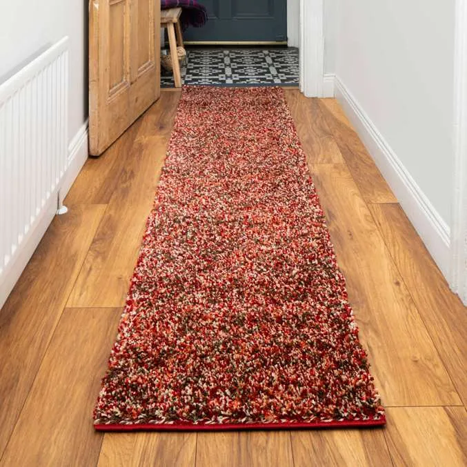 Burnt Orange Mottled Shaggy Living Room Rug