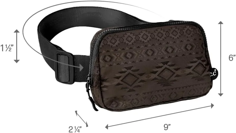 C.C Aztec Pattern Belt Bag for Women - Fanny Pack Crossbody Waist Pack With Adjustable Strap (BGS-3257) (Brown)