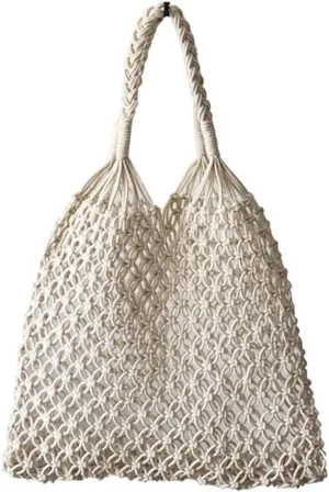Cotton Rope Travel Beach Fishing Net Handbag Shopping Woven Shoulder Bag for Women