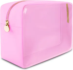 DANCOUR Clear Makeup Bag Large Pouch Cosmetic Travel Bag TSA Approved Light Pink Clear Cosmetic Case Organizer