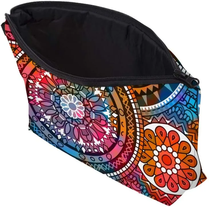 Deanfun Cosmetic Bag for Women, Mandala Flowers Waterproof Makeup Bags Roomy Toiletry Pouch Travel Accessories Gifts (51555)