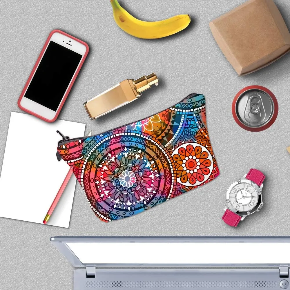 Deanfun Cosmetic Bag for Women, Mandala Flowers Waterproof Makeup Bags Roomy Toiletry Pouch Travel Accessories Gifts (51555)