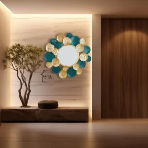 Decor Wishes Traditional Plates Mirror | Mirror for Living Room, Hotels,Office | Handicraft Mirror | Metal Mirror for Wall | Home Decor Wall Mirror