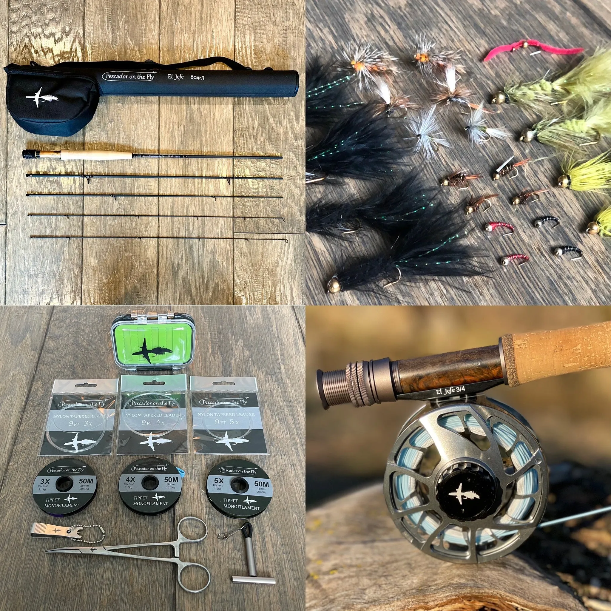 El Jefe Fly Fishing Combo Package | 804-3 | 8' Four Section 3 Weight Fly Rod And Reel Outfit