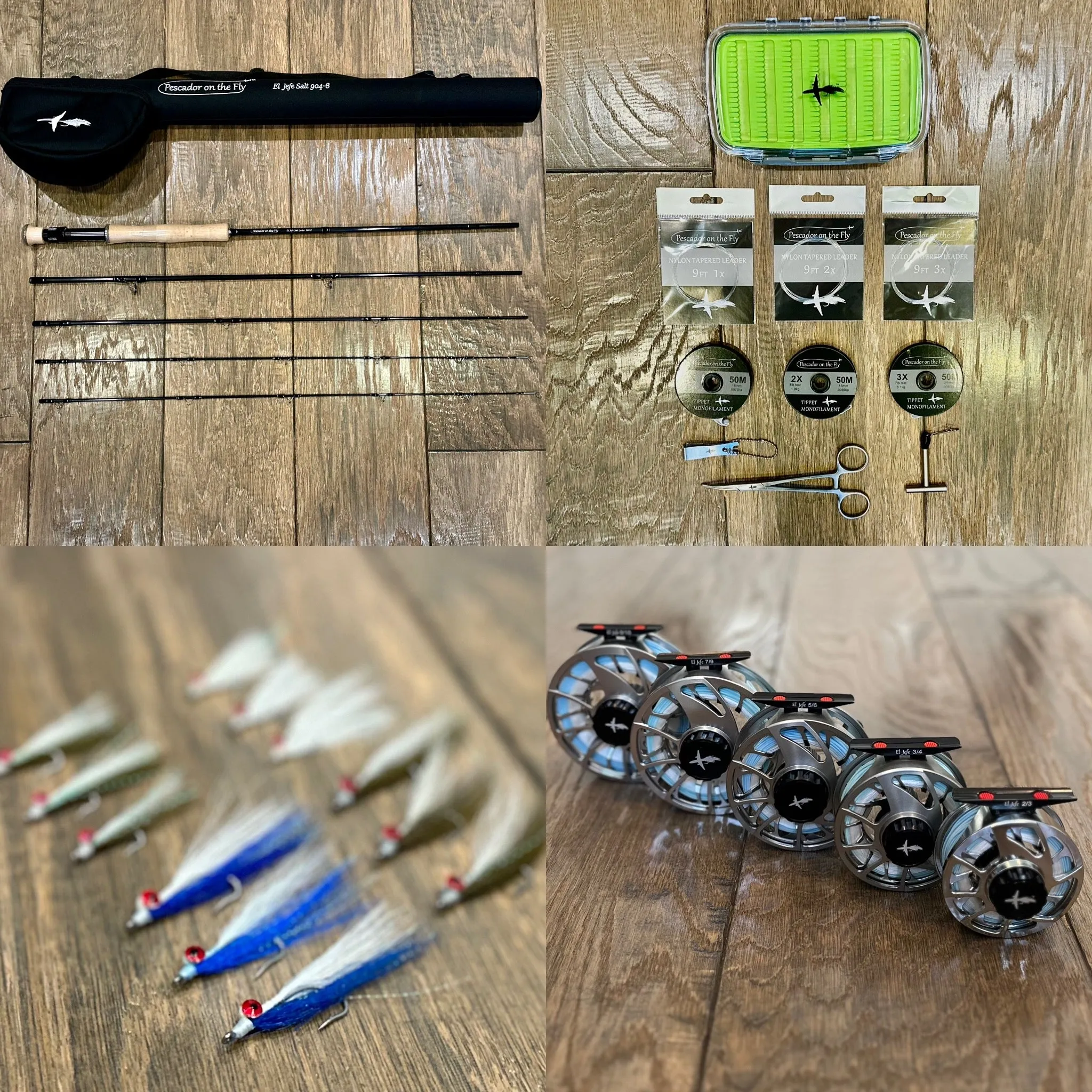 El Jefe Saltwater Fly Fishing Combo Package | 904-9 | 9' Four Section 9 Weight Fly Rod And Reel Outfit