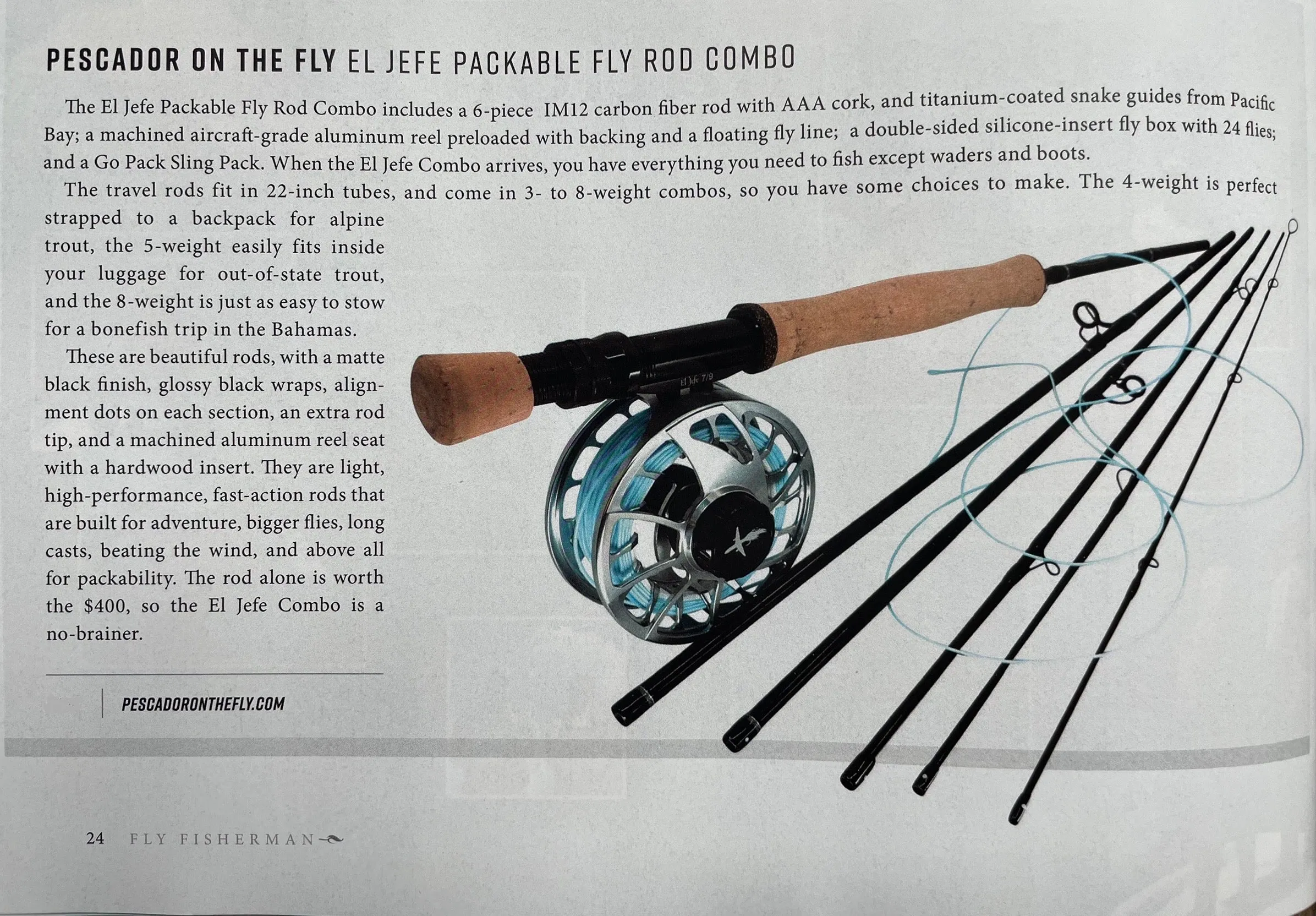 El Jefe Saltwater Fly Fishing Combo Package |906-7 | 9' Six Section 7 Weight Fly Rod And Reel Outfit