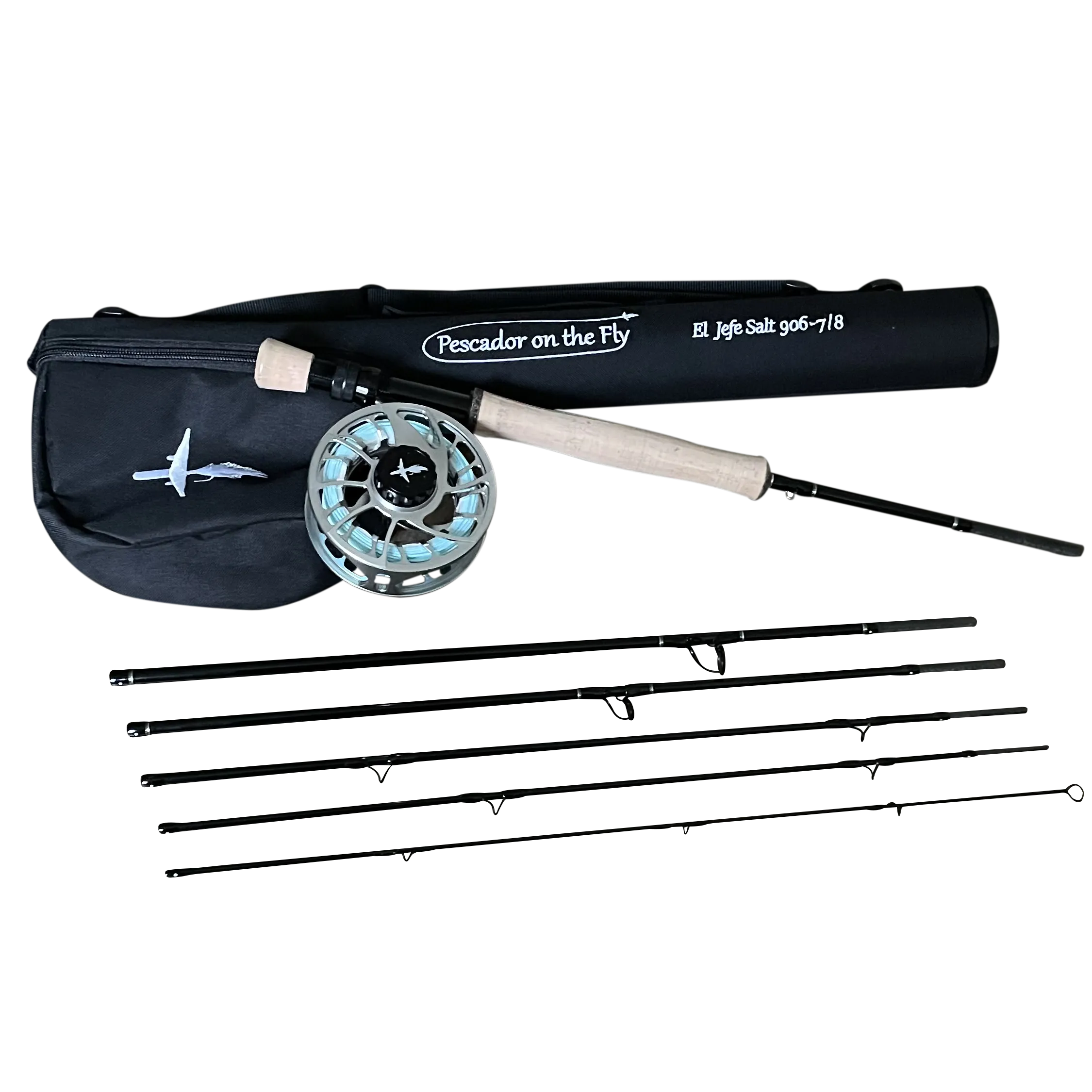 El Jefe Saltwater Fly Fishing Combo Package | 906-8 | 9' Six Section 8 Weight Fly Rod And Reel Outfit