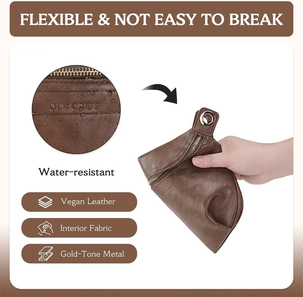 Fanny Pack Crossbody Bags for Women Vegan Leather Belt Bag Waist Pack Causal Chest Bum Bag Brown With 2 Straps