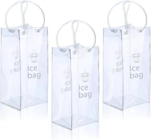 Ice Wine Bag Portable Collapsible Clear Wine Pouch Cooler with Handle for Party,Outdoor,Champagne,Cold Beer,White Wine,Chilled Beverages,Iced Drinks 3 Pack (3)