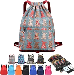 Lilyasion Drawstring Backpack, Drawstring Foldable Large Capacity Dry-Wet Separation Travel Sports Backpack (B)
