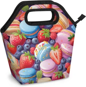 Macarons Cocktail Insulated Lunch Tote Bag Lightweight Reusable Soft Portable Meal Bags Waterproof Picnic Bag for Women Men Ideal for Travel Office Lunches Outdoor Activities