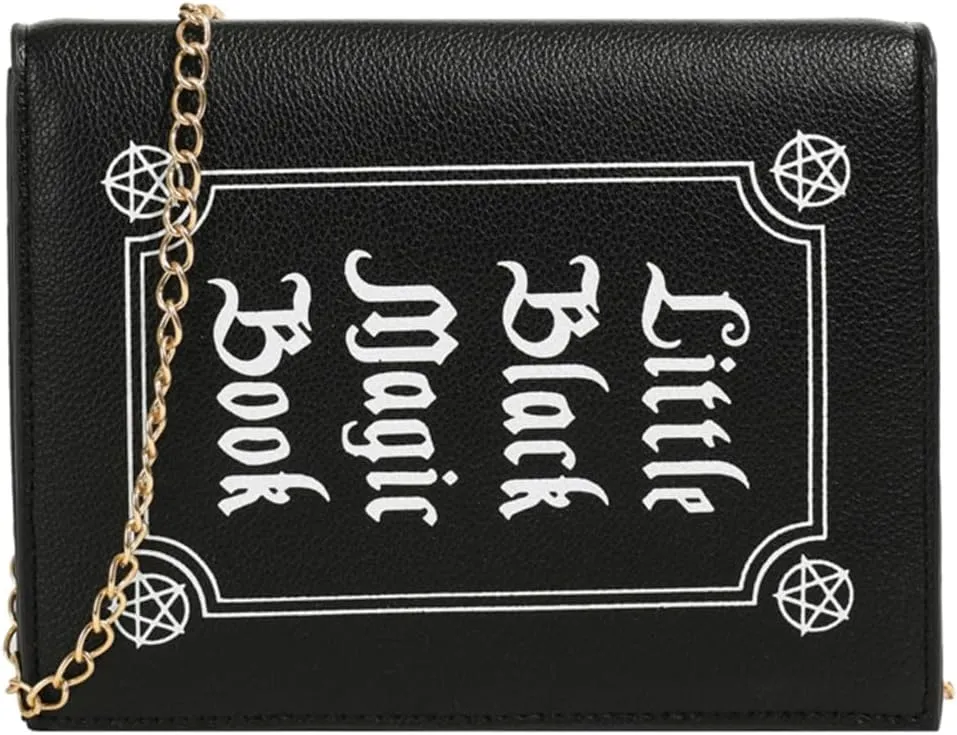 Magic Book Shaped Crossbody Bag Small Letter Print Shoulder Bag Goth Style Square Purse For Women