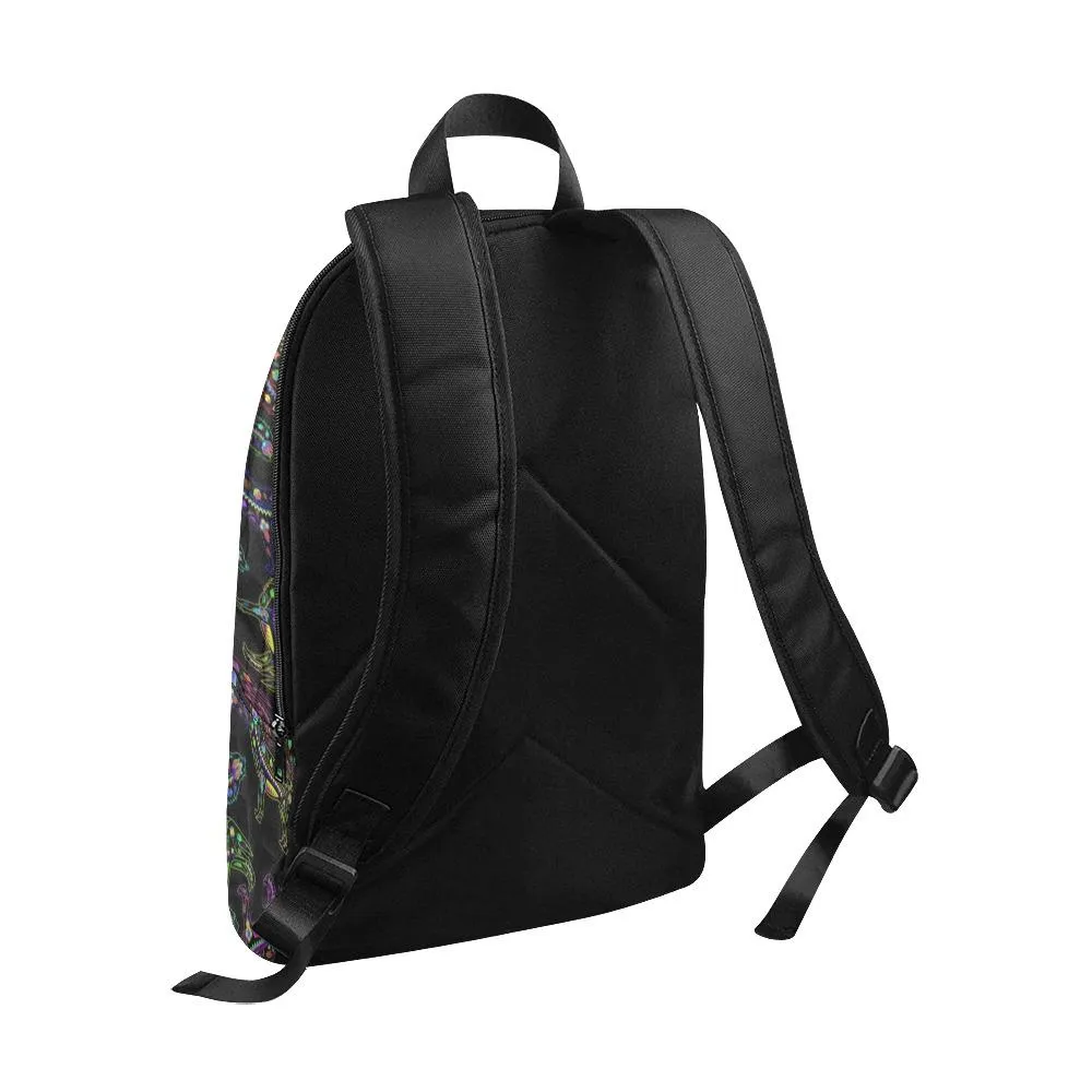 Neon Floral Wolves Backpack for Adult