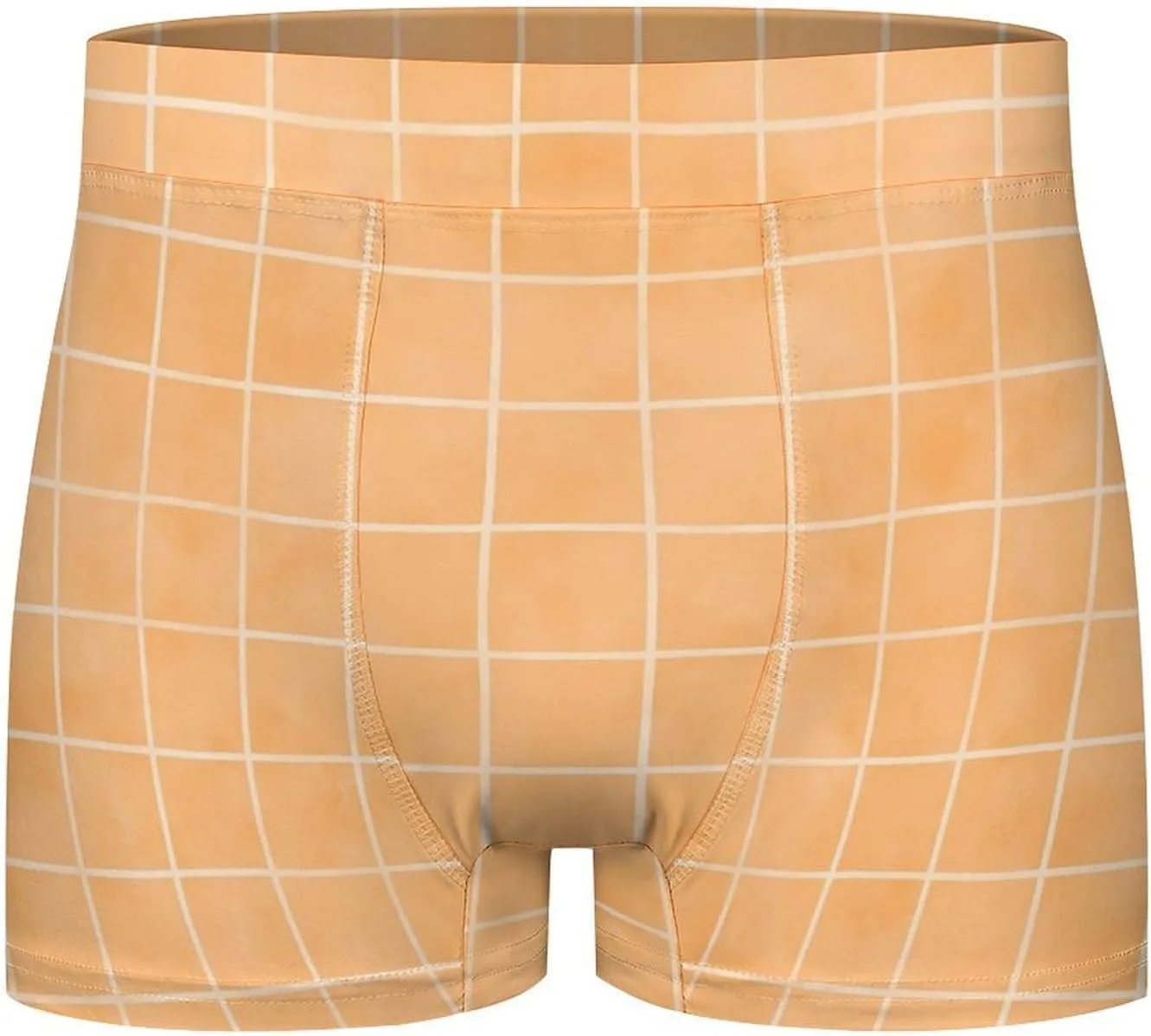 Orange Hand Drawn Grid Print Mens Underwear, Soft Boxers for Men, Moisture-Wicking Breathable Boxer Briefs