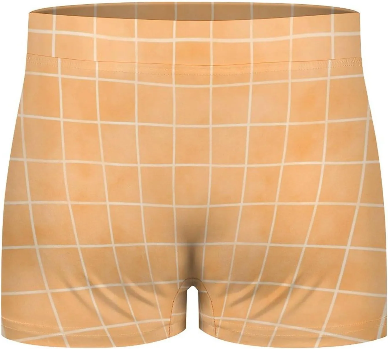 Orange Hand Drawn Grid Print Mens Underwear, Soft Boxers for Men, Moisture-Wicking Breathable Boxer Briefs