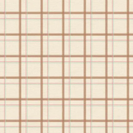 Paintbrush Studio Fabrics- Bear In Bloom- Plaid Cream/ Brown