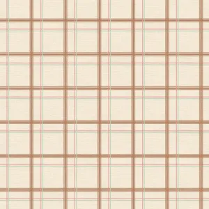 Paintbrush Studio Fabrics- Bear In Bloom- Plaid Cream/ Brown
