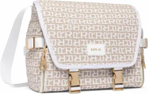 Replay Womens Logo Print Shoulder Bag, Dirty White   Sand 1628, Einheitsgre