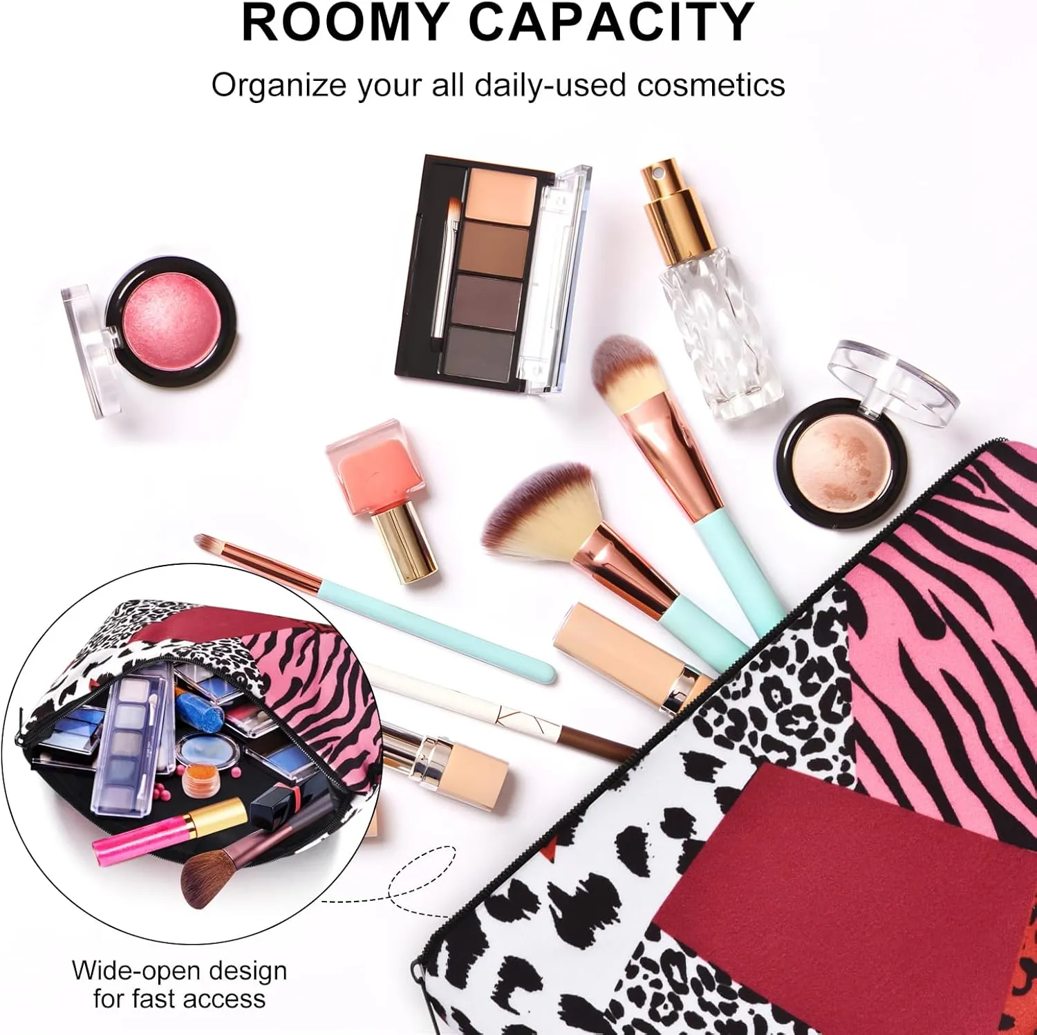 Small Travel Makeup Bag for Purse, Cute Cosmetic Bag for Women, Make Up Pouch, Makeup Brush Organizer Bags, Skincare Toiletry Bag, Pouches For Purse