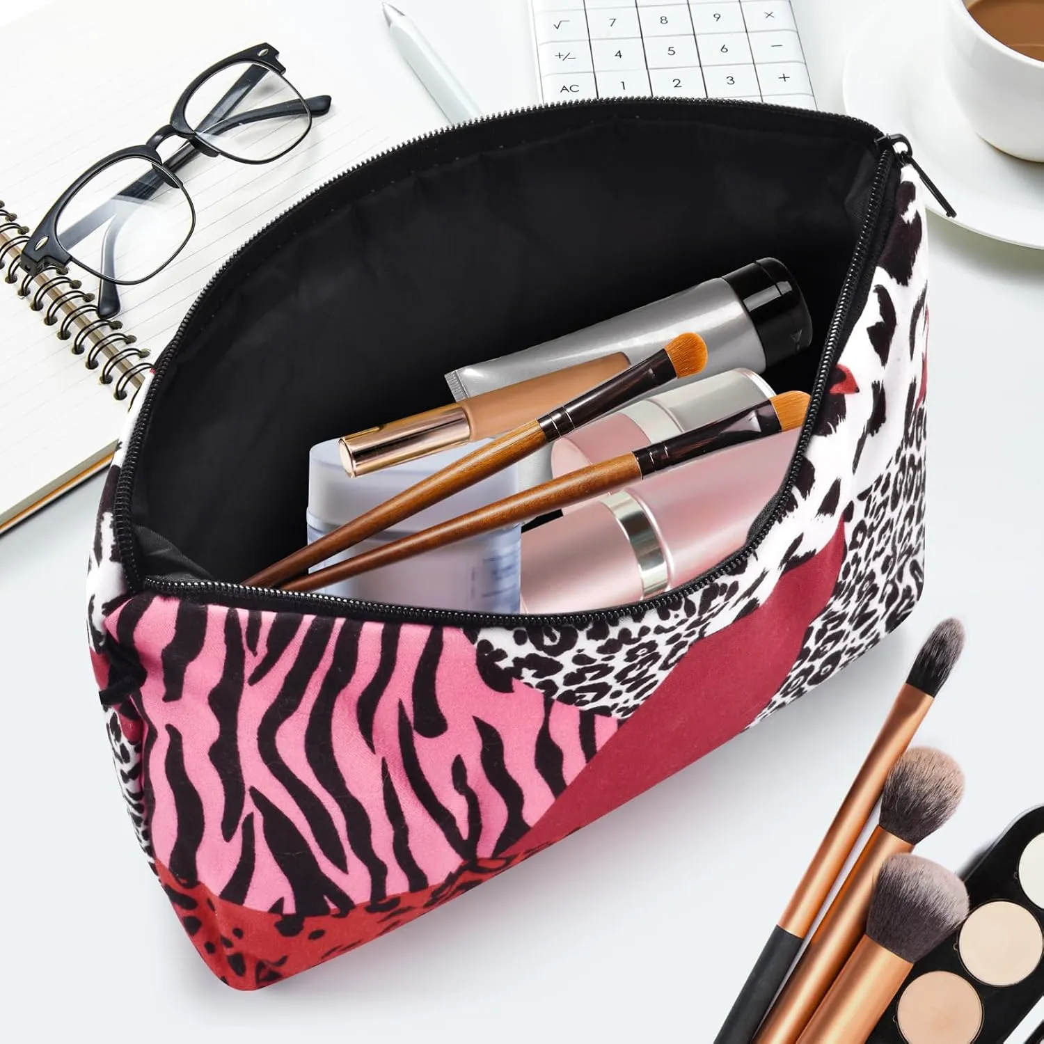 Small Travel Makeup Bag for Purse, Cute Cosmetic Bag for Women, Make Up Pouch, Makeup Brush Organizer Bags, Skincare Toiletry Bag, Pouches For Purse