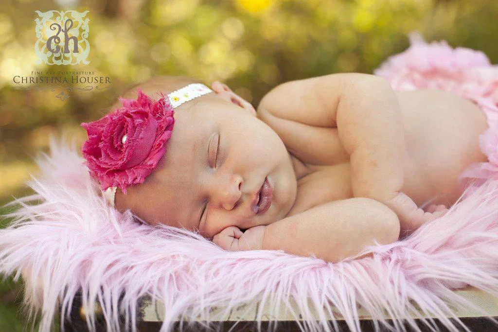 Soft Pink Mongolian Fur Photography Prop Rug Newborn Baby Toddler