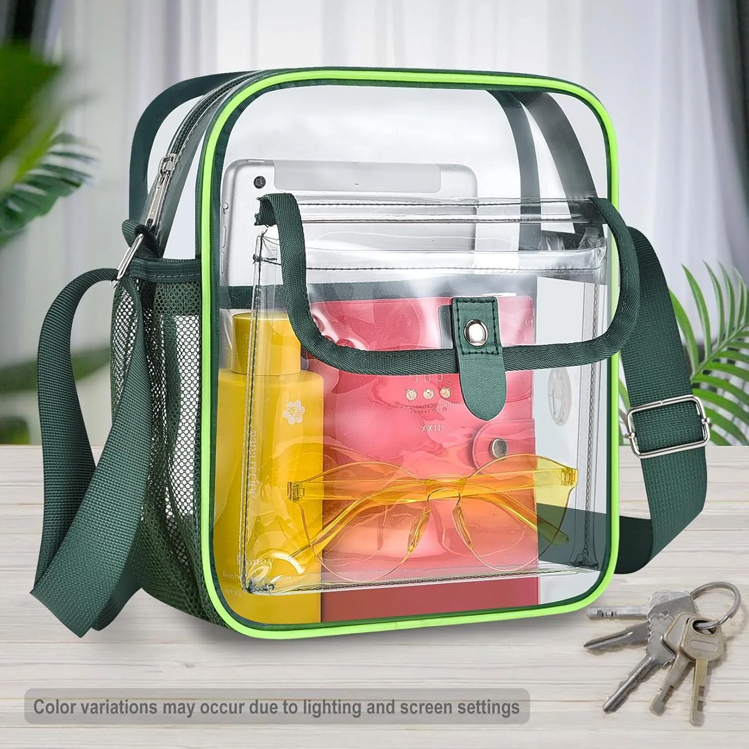 SPODEARS Clear Crossbody Bag for Stadium Events & Concerts - Adjustable Shoulder Strap Purse with 1 Bottle Holder