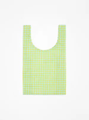 Standard Baggu Tote Bag Mint Green Pixel Gingham