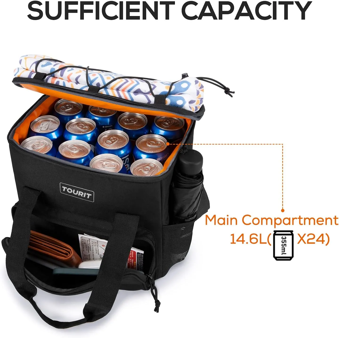 TOURIT Cooler Bag 24/35/46-Can Insulated Soft Cooler Portable Cooler Bag 14.6/24/32L Large Lunch Cooler for Picnic, Beach, Work, Trip