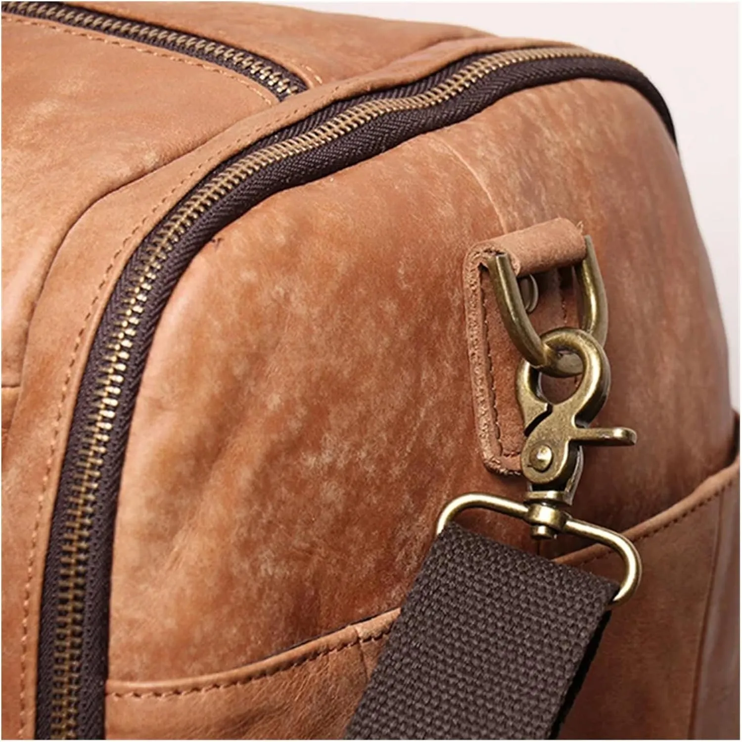 Vintage Leather Travel Bag for Men Cowhide Large Capacity Outdoor Mens Handbag (Retro Brown 20 * 11 * 10inch)